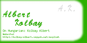 albert kolbay business card